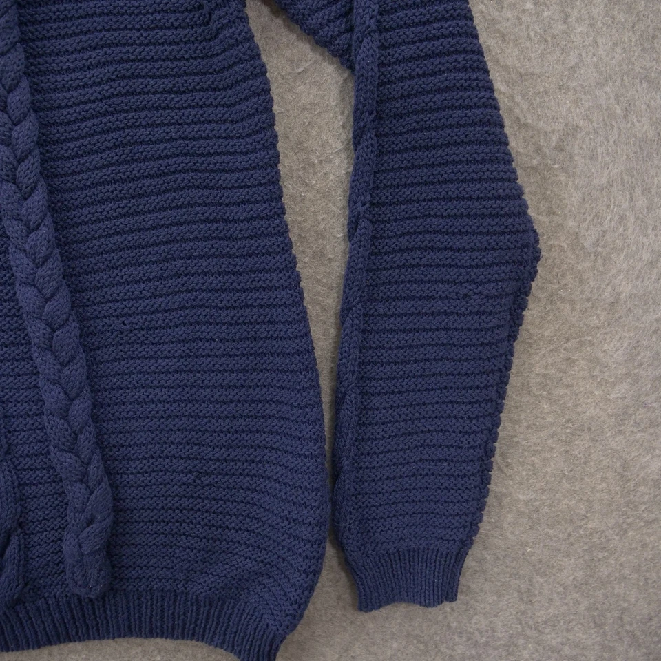 Suéter Zara Hombre Hombre Grande Azul Cable Tejido Abierto Pullover Manga Larga Cuello Redondo Foto 3 de 4