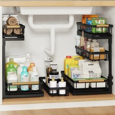Under Sink Organizer and Storage for Bathroom and Kitchen - 2 Pack 3 Tier Und...