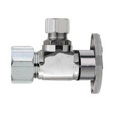 PLUMB PAK PP20061LF 5/8 OD x 3/8-in Brass Chrome 1/4-Turn Angle Shut-Off Valve