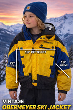 Obermeyer Ski Jacket Kids Yellow Blue Colorblock Insulated Retro Winter L/XL