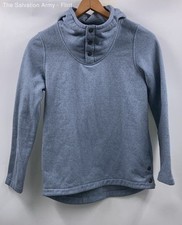 The North Face Womens Blue Long Sleeve Snap Front Pullover Hoodie Size Small