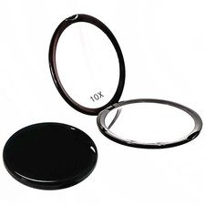 Magnifying Compact Mirror for Purse - 1x/10x Magnification 0.5"L x 4"W, Black