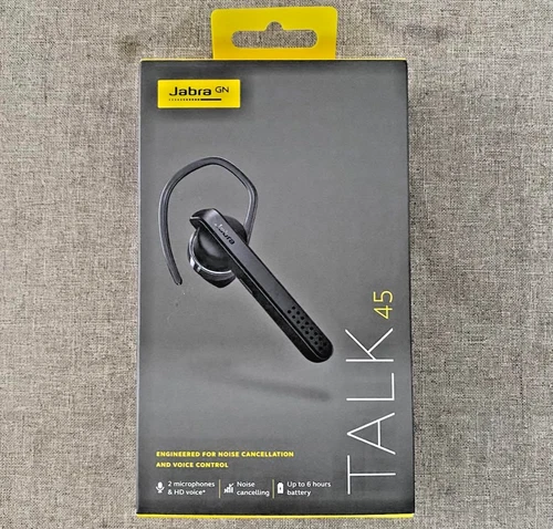 Jabra Talk 45 Black Bluetooth Headset Mono Ear HD Voice Noise Cancelling Mic - Picture 1 of 4