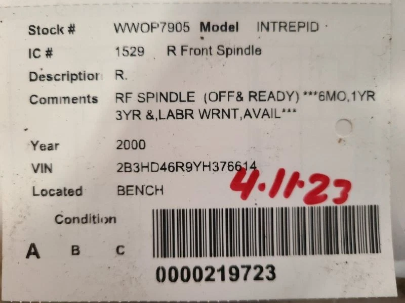 Husillo/nudillo delantero derecho pasajero compatible con 98-04 CONCORDE 1960220 Foto 3 de 3