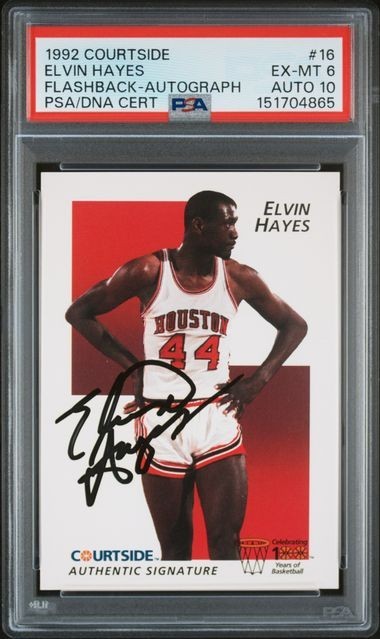 1992 COURTSIDE FLASHBACK #16 ELVIN HAYES AUTOGRAPH PSA DUAL graded 6 / 10