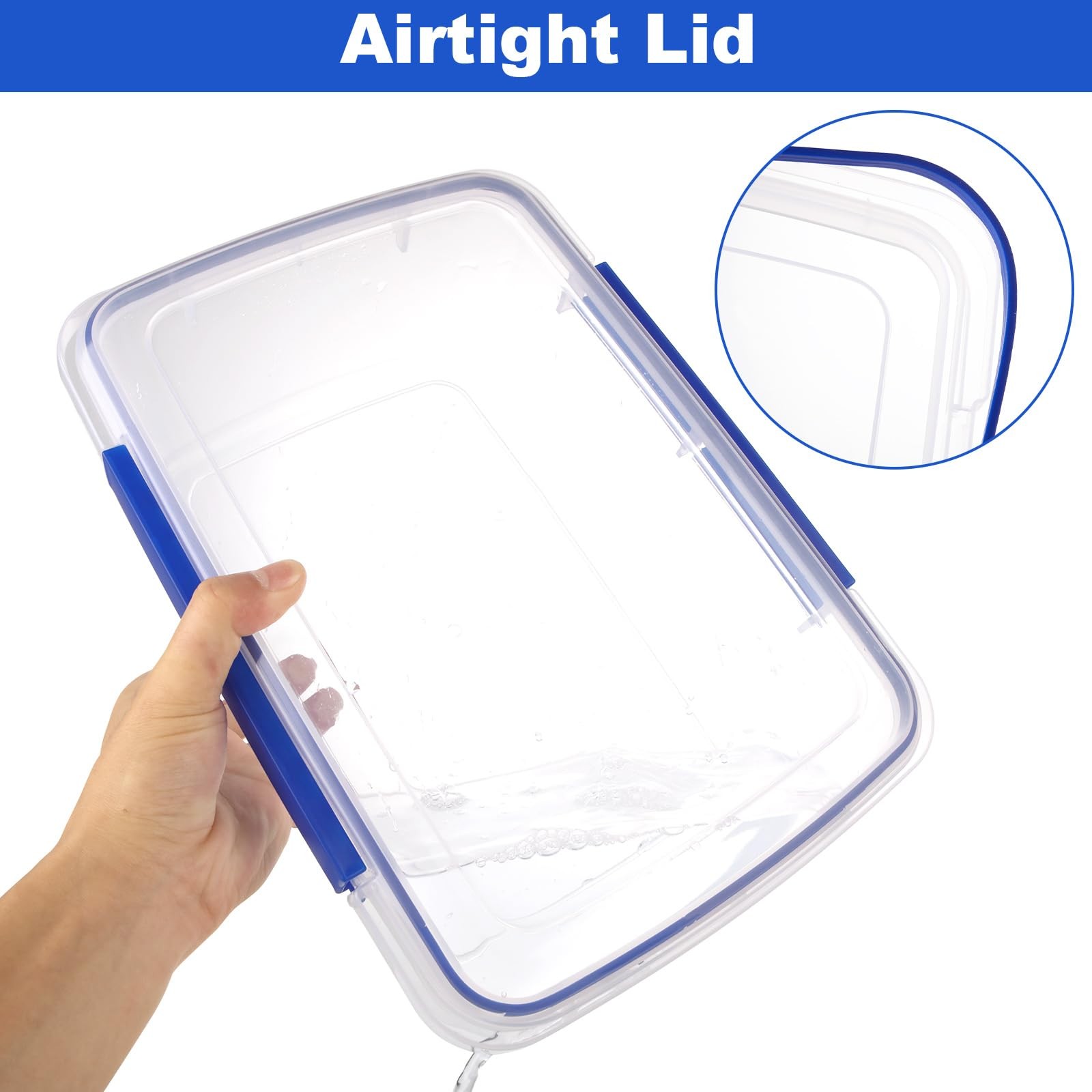 2 Pcs Large Food Storage Containers with Airtight Lid, 5.5L Reusable Meal Pre...