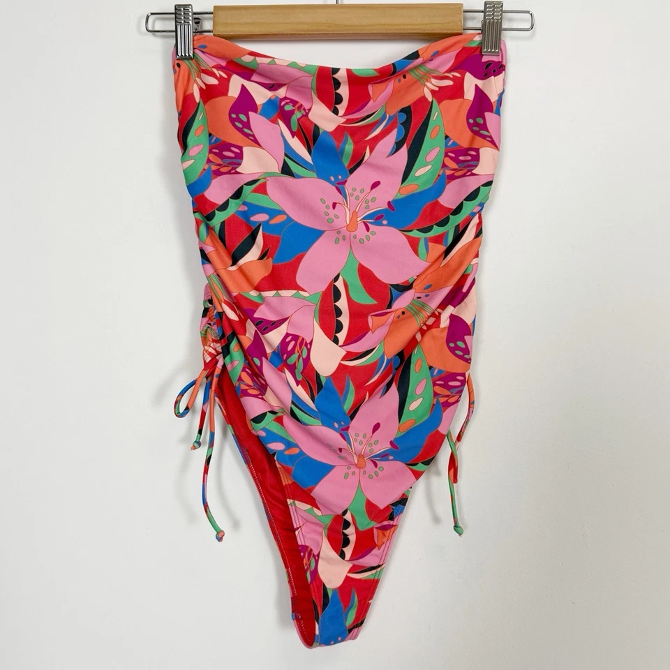 Oneill Einteiler Badeanzug Damen Large Trägerlos Leetai Mehrfarbig Blumenmuster Neu ohne Etikett