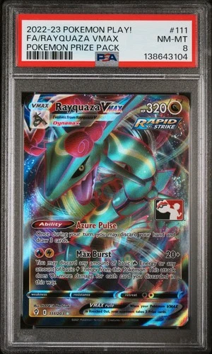 2022-2023 POKEMON PLAY! POKEMON PRIZE PACK #111 FULL ART/RAYQUAZA VMAX PSA 8