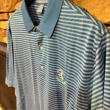 Fairway and greene Blue Striped Men's performance golf polo Shirt