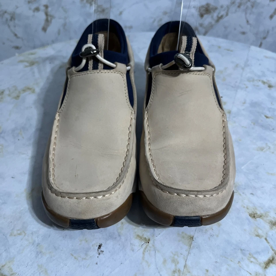 Cole Haan Studio Womens Sz 7.5 Shoes Beige Blue Leather Comfort Moccasin Sneaker - Image 3 of 4