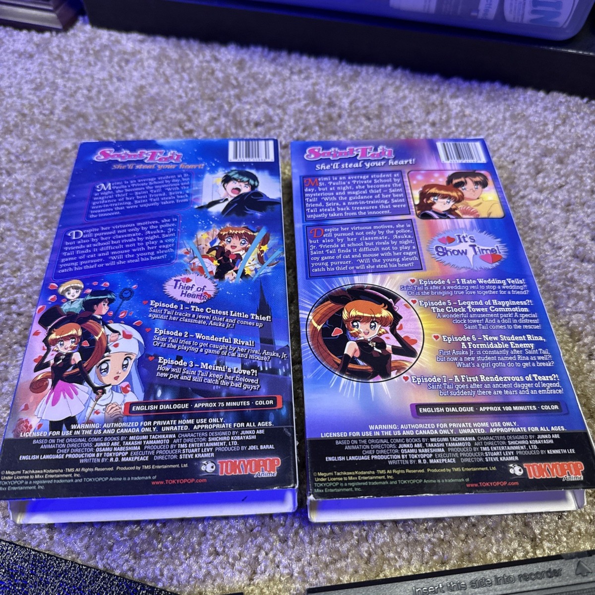 Saint Tail VHS Lot It's Showtime Thief Of Hearts Tokyopop Anime