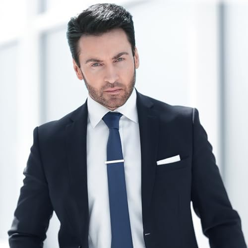 Tie Clips for Men, 3 Pcs Classic Tie Bar Elegant Silver Necktie Pins for Men 