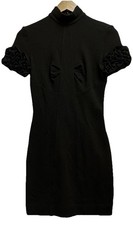 Dolce & Gabbana D&G mini Black dress Mock Neck ruffled sleeves Sz 42 Wool Blend