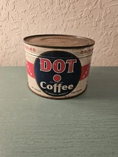 Vintage New/Old Stock Dot Coffee 1Lb Can W/Key, Sealed-Very Good