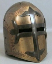 Medieval Great Helmet Knight Templar Crusader Helmet 18GA Larp Armor Costume