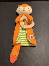 Bright Starts Simply Friendly Forest Lovie Lovey Fox Wooden Tether Orange Green