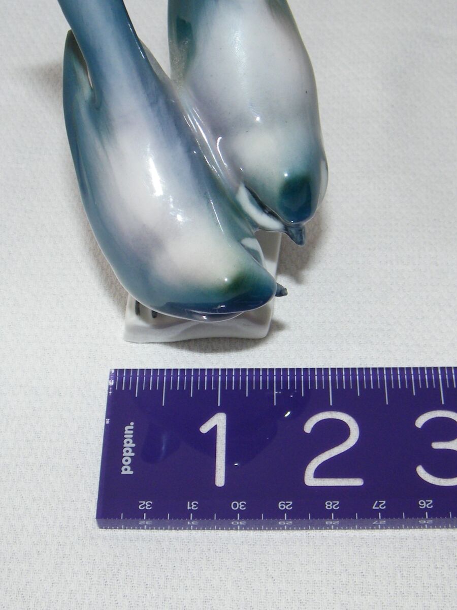 Genuine Zsolnay Vintage Porcelain . Two Blue Finches Genuine Zsolnay Vintage Porcelain . Two Blue Finches