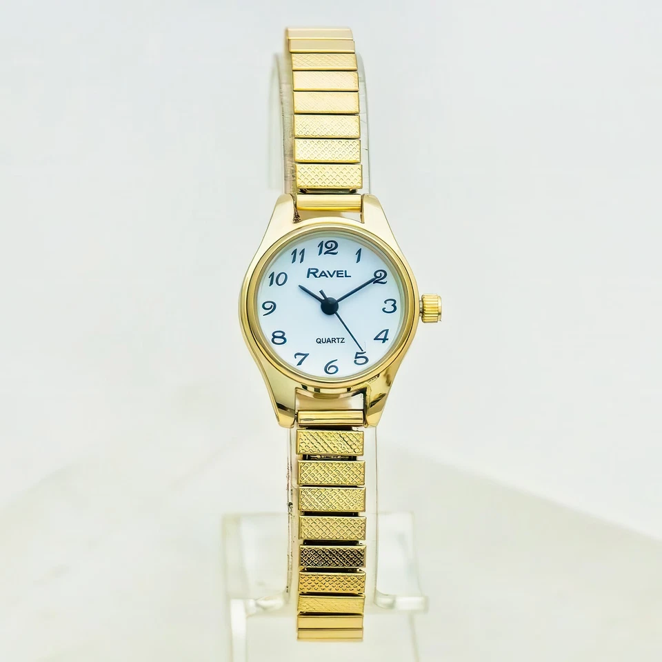 Ravel Ladies  Petite Goldtone Quartz Watch Expanding Bracelet #52 R0207.01.2 - Image 4 of 4