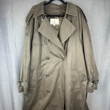 London Fog Trench Coat Khaki 42L Vintage Double-Breasted Cotton Blend Class