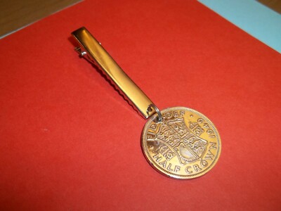 HALBE KRONE MÜNZE - SILBER ANHÄNGER SERVIETTENCLIP - KÖNIGLICHER SCHILD - 1947 bis 1967 