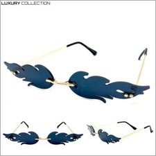EXAGGERATED Retro PARTY Club Rave SUN GLASSES Funky Fire Flame Shape Dark Lens