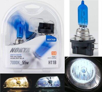 Nokya 7000K White H11B Nok7448 55W Two Bulbs Headlight Low Beam Replacement Lamp