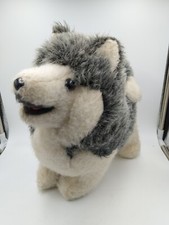 Vintage 1977 Dakin Pillow Pets White Grey Husky Dog Wolf Muckluck Plush