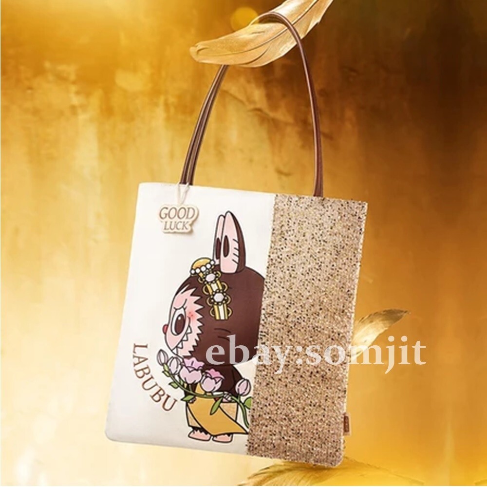 Authentic) Labubu Pop Mart Canvas Bag Good Luck To You