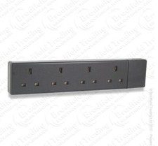 13A 4 GANG EXTENSION SOCKET BLOCK 4G BLACK STRIP   WALL MOUNTABLE rewirable 4way