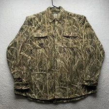 VTG Mack's Prairie Wings Camo Shirt Mens XXL Fleece Blades Hunting Waterfowl Dad