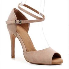 Woman Latin Dance Shoes Suede Sole Jazz Salsa Cuban Heels Open Toes Stiletto