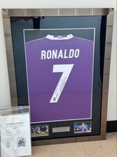 Real Madrid 16/17 Away Jersey autographed by Ronaldo, framed, with final marking