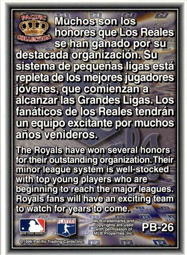 1996 Pacific Prisms Team Logos Kansas City Royals Kansas City Royals #PB-26 - Picture 2 of 2