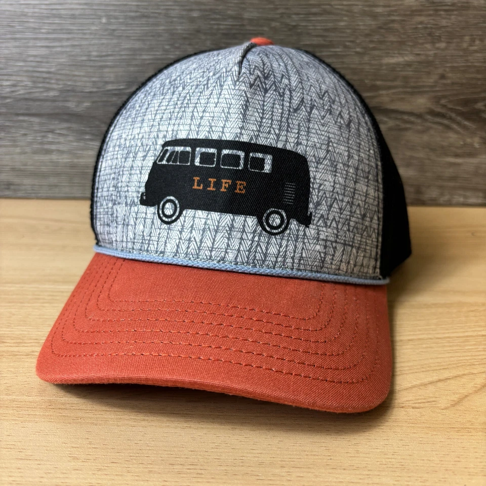 Gorra PrAna Snap Back para mujer gris naranja furgoneta vida exterior camionero Foto 3 de 4
