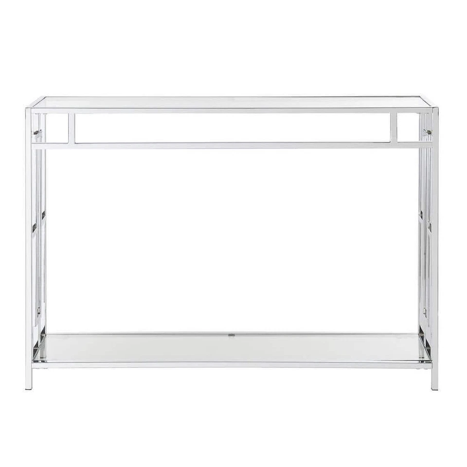 Mesa Consola Convenience Concepts 9.25" L X 30" H, Cristal Rectangular Cromo/Transparente Foto 3 de 4
