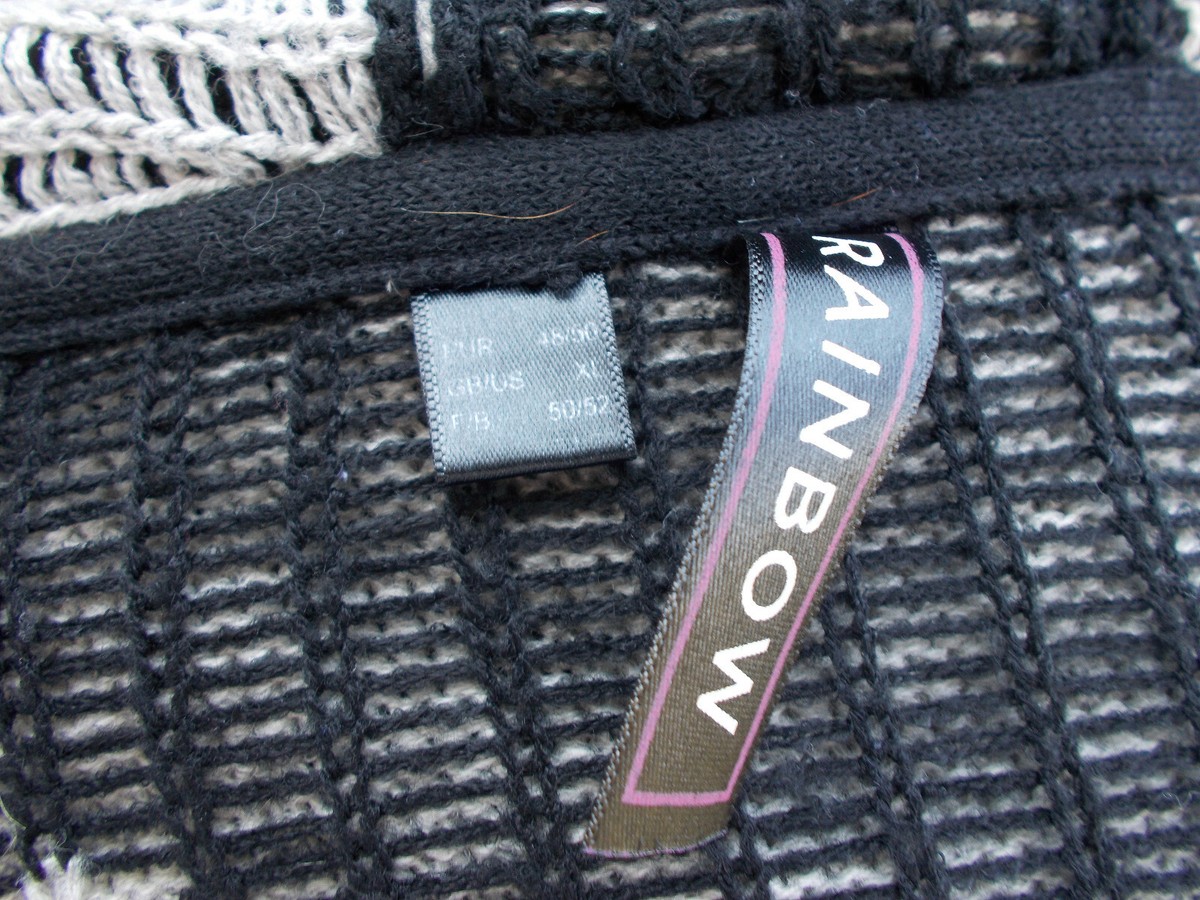 Pull Cape Poncho Rainbow - Noir Et Blanc à Fils - Taille XL 48/50 Avec Capuche