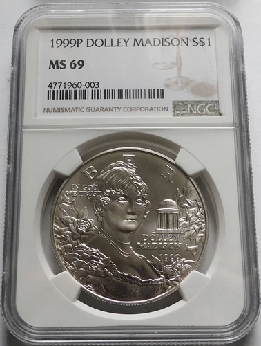 1999-P Dolley Madison S$1 Silver Commemorative Dollar Coin - NGC MS 69