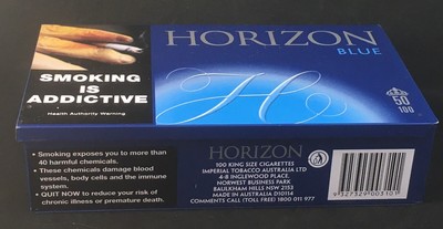 horizon snow cigarettes RARE RETRO AUSTRALIAN HORIZON BLUE CIGARETTE - TOBACCO TIN