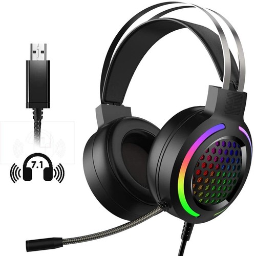 Pink USB Gaming Headset With Mic 7.1-Channel Stereo Surround for Games and Music - 第 13/15 張圖片