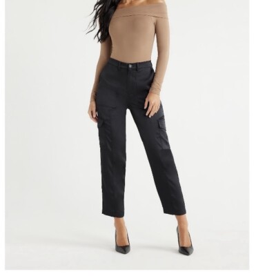 Sofia Jeans Womens High Rise Satin Cargo Pants NWT Size 16