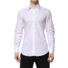 DOLCE & GABBANA Shirt White GOLD Cotton Poplin Dress Formal 39/US15.5/S 310usd