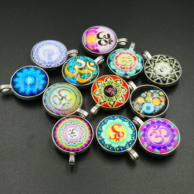 NELLYS om Yoga om Anhänger silber AUM  Indien Buddha Cabochon