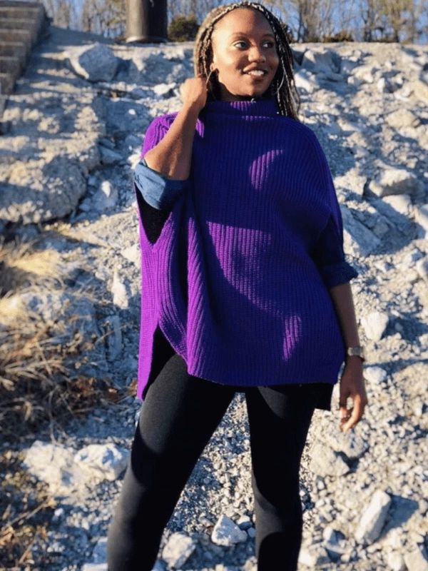 Purple Knit Poncho Sweater eBay