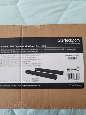 StarTech.com Vertical Cable Organizer with Finger Ducts - 40U - 6 ft., Black
