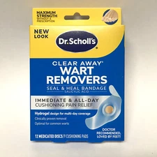 Dr Scholl's Maximum Strength Clear Away Wart Removers, 12 Medicated Disc /9 Pads