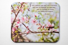 Blossoms Premium Mouse Pad - Christian Gift - 1 John 1:9 KJV Bible Verse