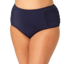 Anne Cole Womens Plus Size 20W Navy Blue High-Waist Bikini Swim Bottom ~ NWT
