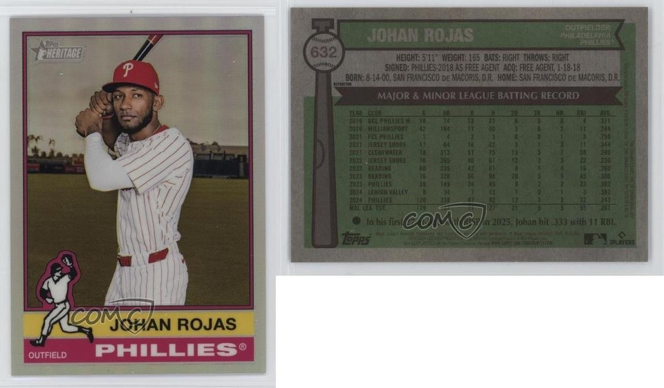 2025 Topps Heritage High Number Chrome Refractor Johan Rojas #632 tw0 ...