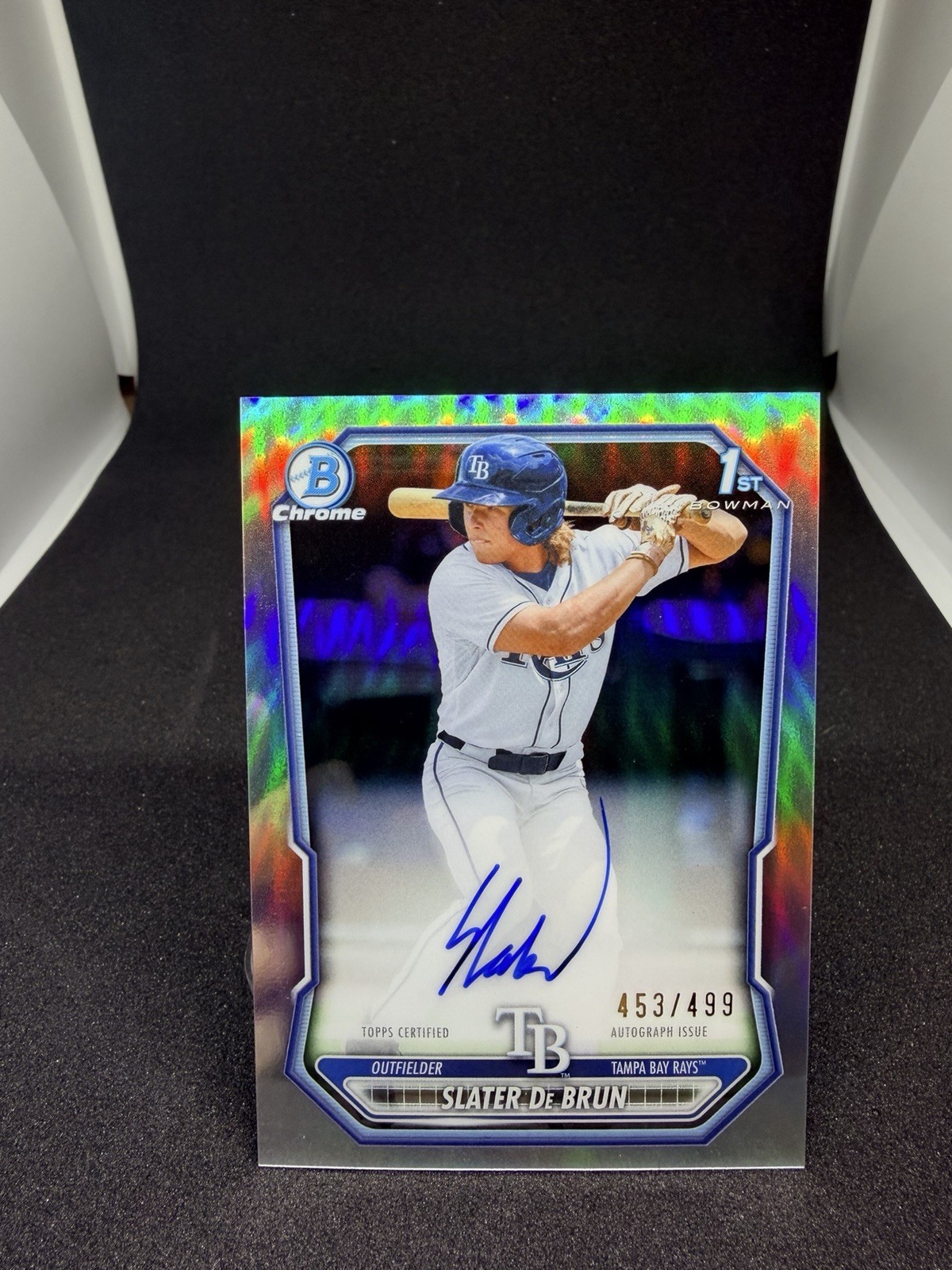 2026 Bowman Chrome Slater De Brun Auto Tampa Bay Rays #CPA-SDE Refractor /499 view 1