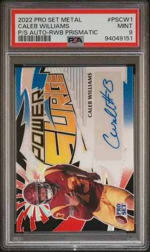 2022 Leaf Pro Set Metal Caleb Williams Power Surge Auto Red White Blue /10 PSA 9